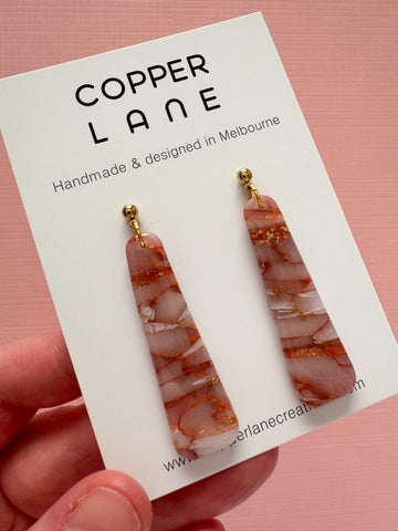 Stix Dangle Earrings - Copper Red