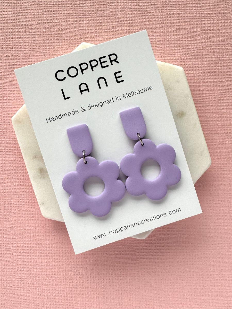 Flower Power Dangle Earrings - Lavender