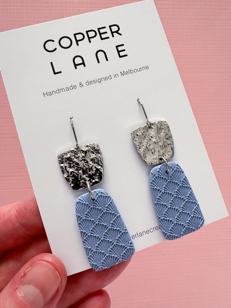 Sophia Dangle Earrings - Cornflower Blue/Silver
