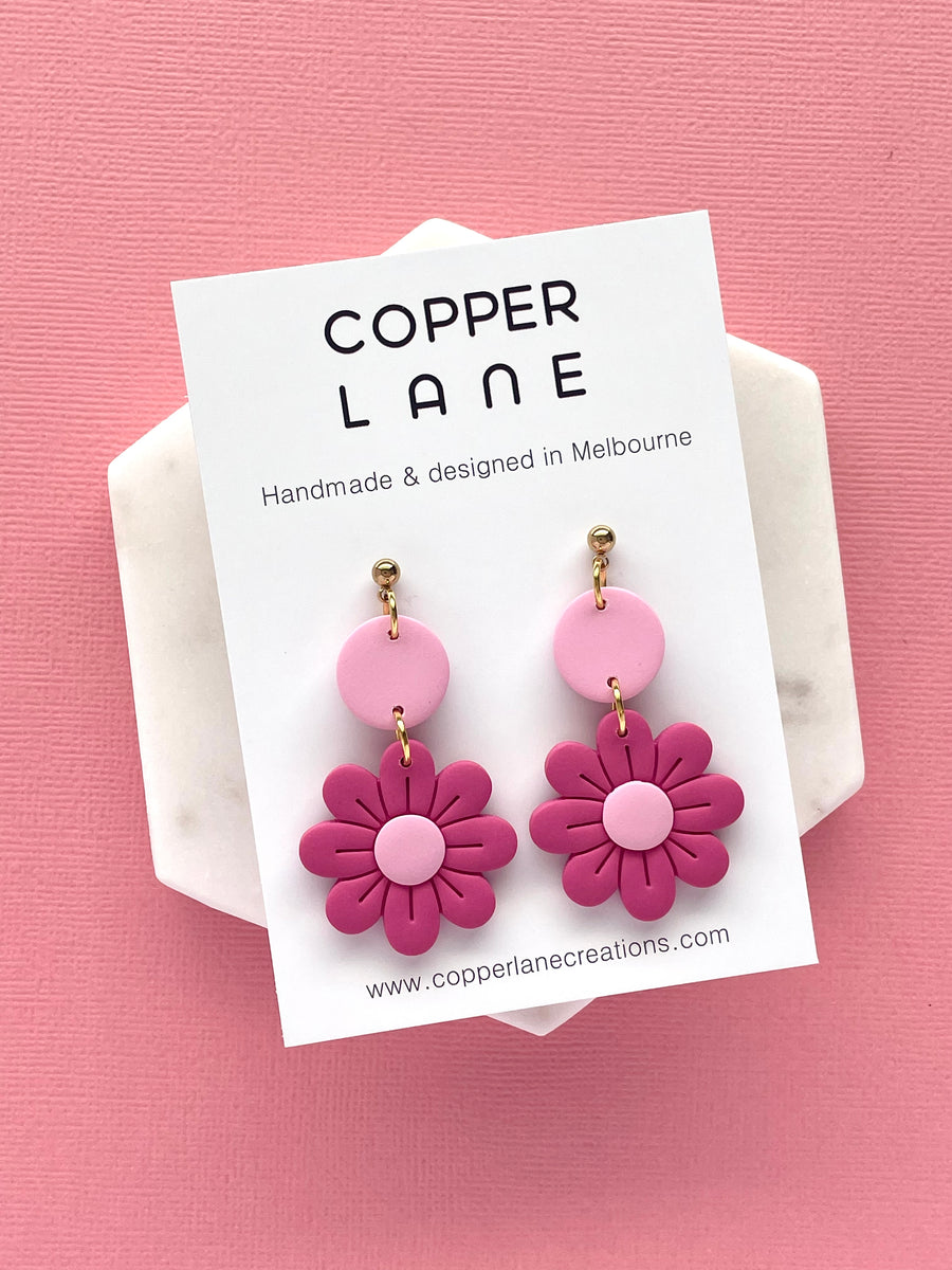 Aster Dangle Earrings - Pink (Choose Colour)