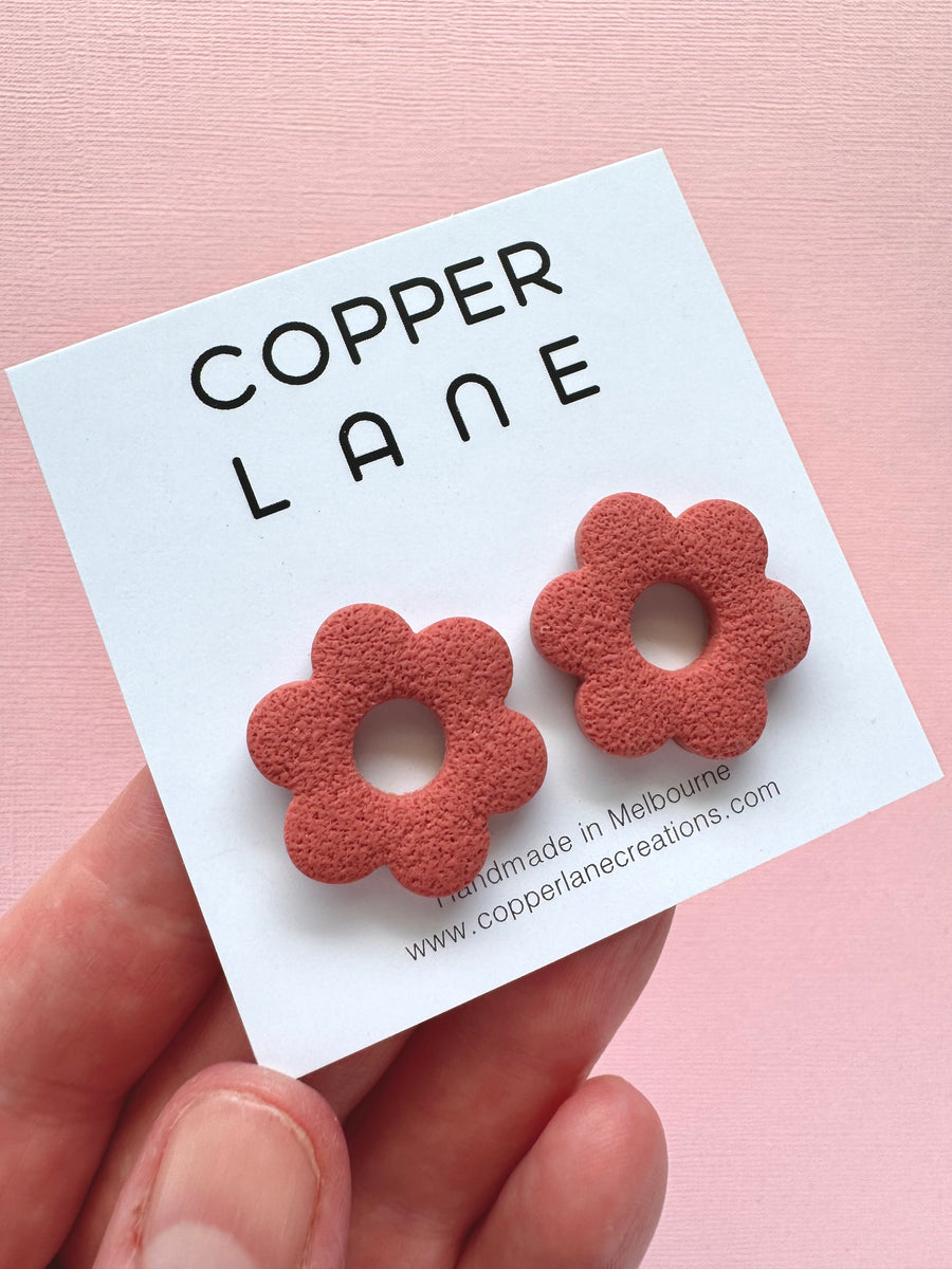 Daisy Stud Earrings - Terracotta