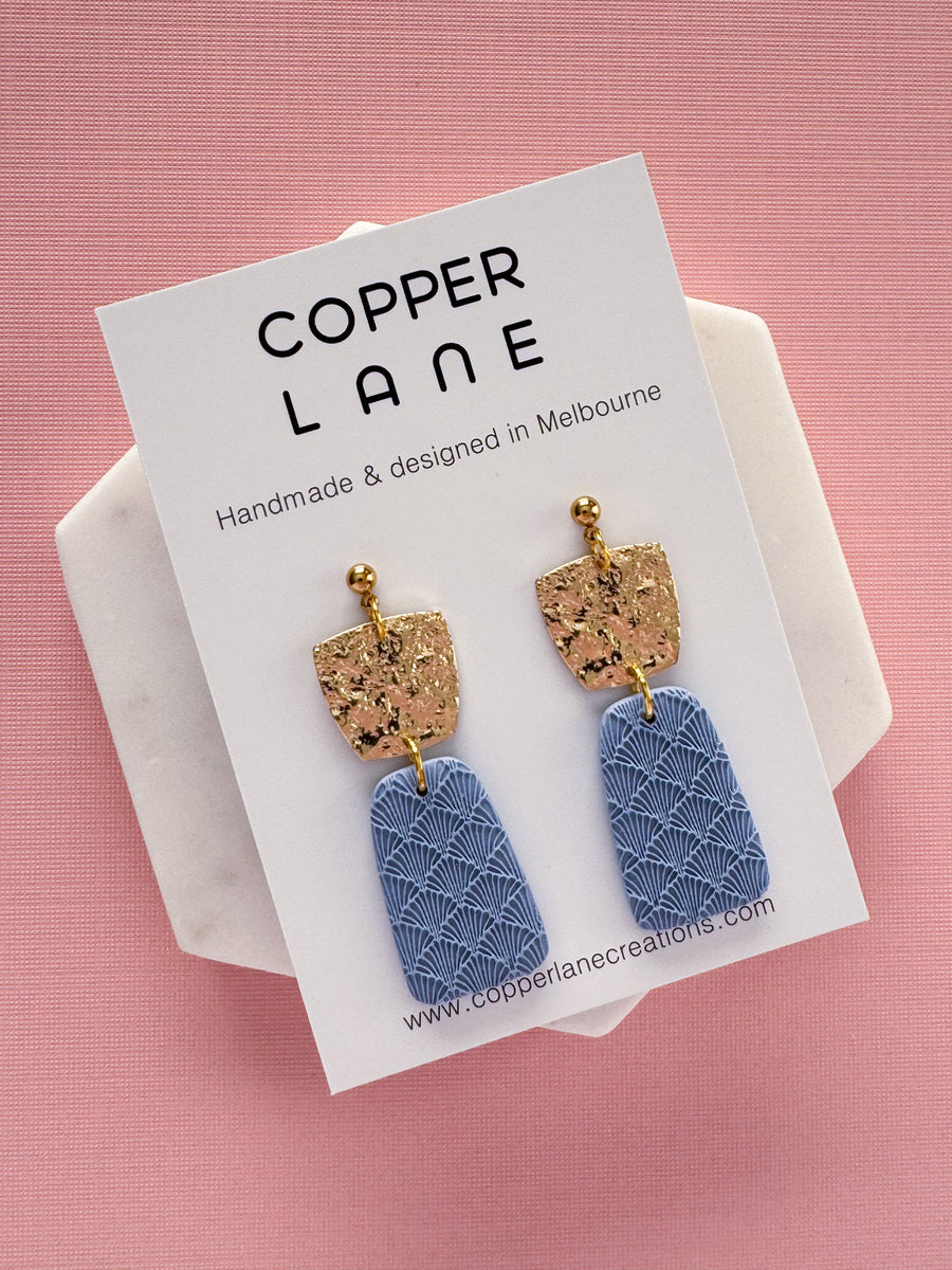 Sophia Dangle Earrings - Cornflower Blue/Gold