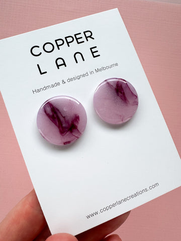 Large Round Stud Earrings - Boysenberry