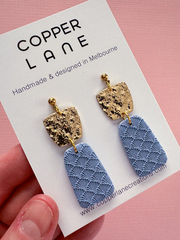 Sophia Dangle Earrings - Cornflower Blue/Gold