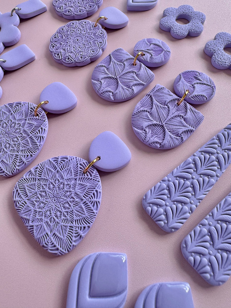 Shield Dangle Earrings - Lavender