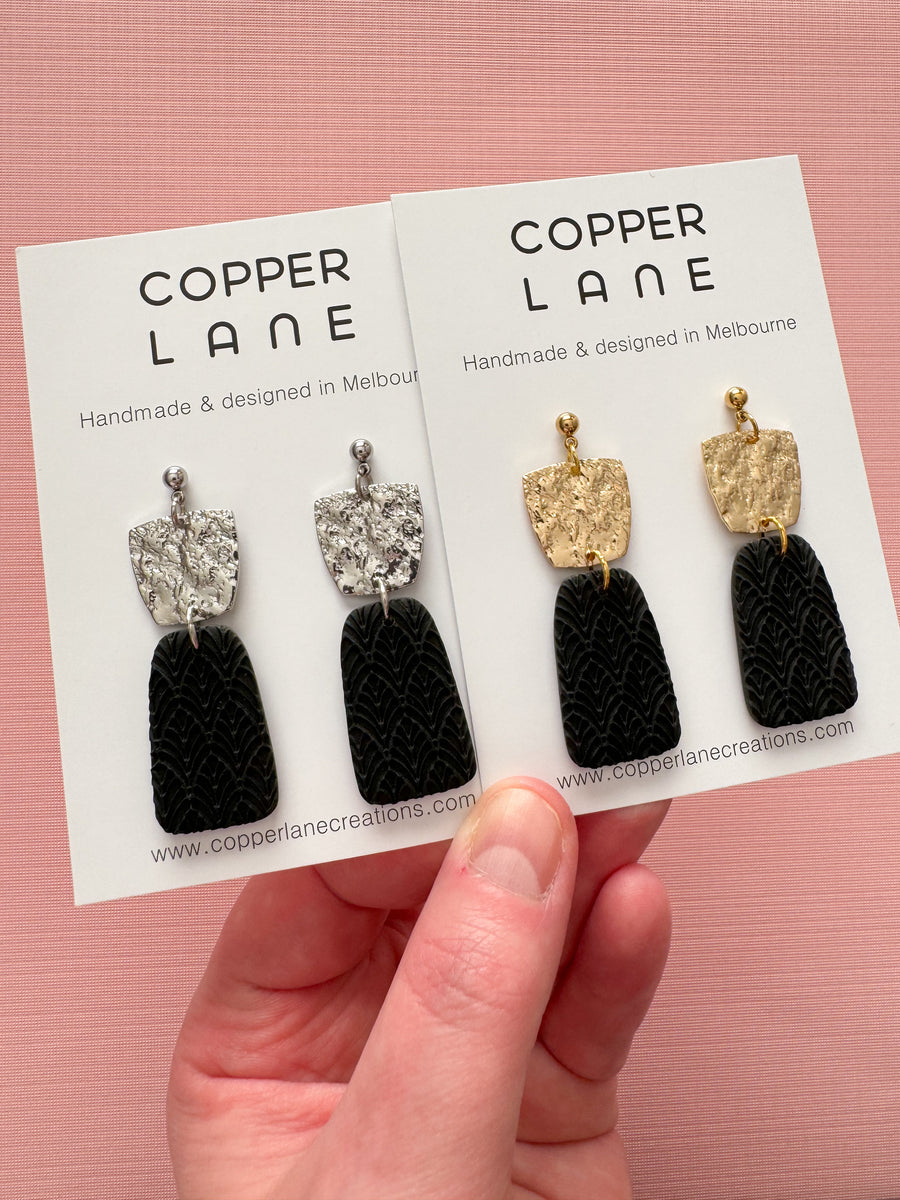 Sophia Dangle Earrings - Black/Silver