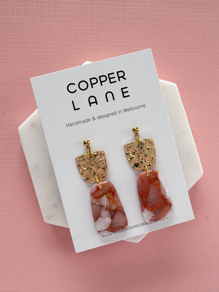 Sophia Dangle Earrings - Copper Red
