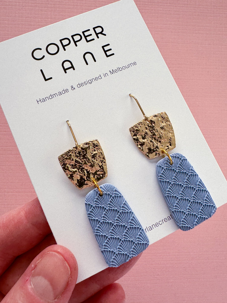 Sophia Dangle Earrings - Cornflower Blue/Gold
