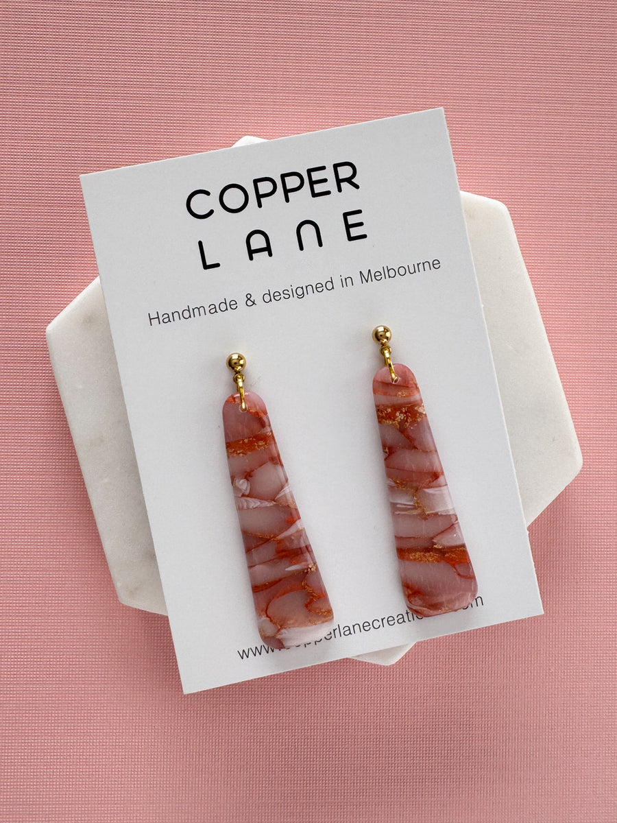Stix Dangle Earrings - Copper Red