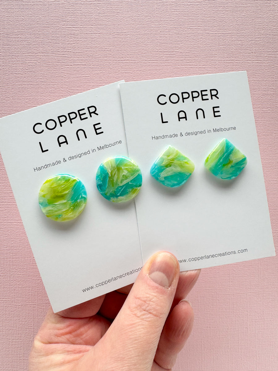 Large Round Stud Earrings - Citrus Mix