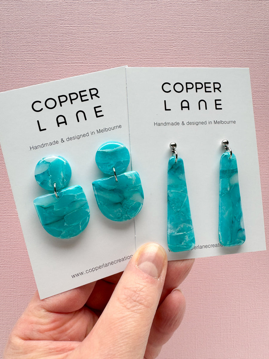 Stix Dangle Earrings - Teal
