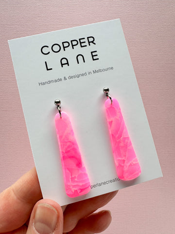 Stix Dangle Earrings - Hot Pink Silver