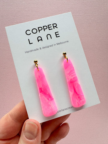 Stix Dangle Earrings - Hot Pink Gold