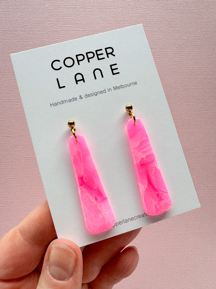 Stix Dangle Earrings - Hot Pink Gold