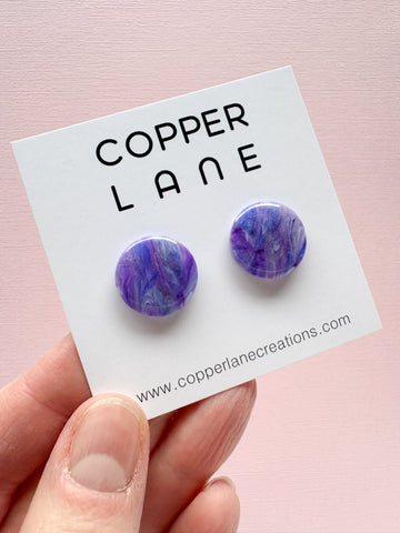 Small Round Stud Earrings - Galaxy