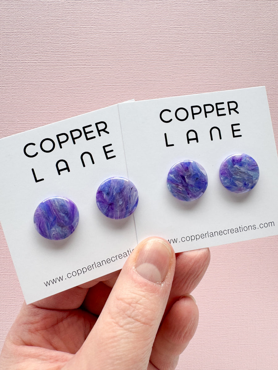 Small Round Stud Earrings - Galaxy