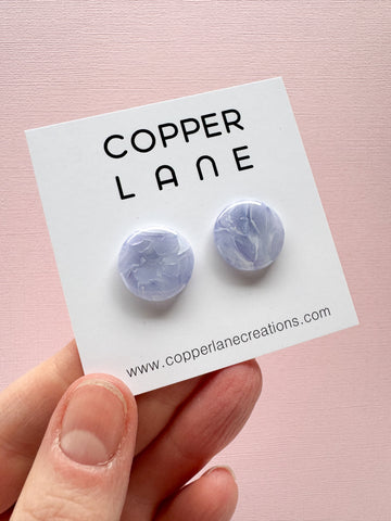 Small Round Stud Earrings - Stonewashed