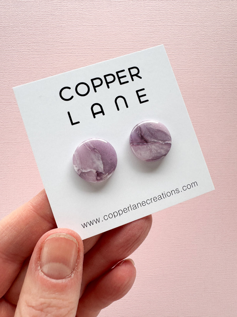 Small Round Stud Earrings - Plum