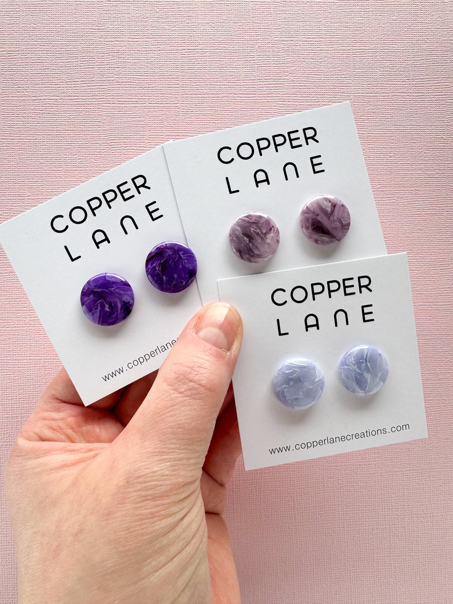 Small Round Stud Earrings - Vineyard Purple