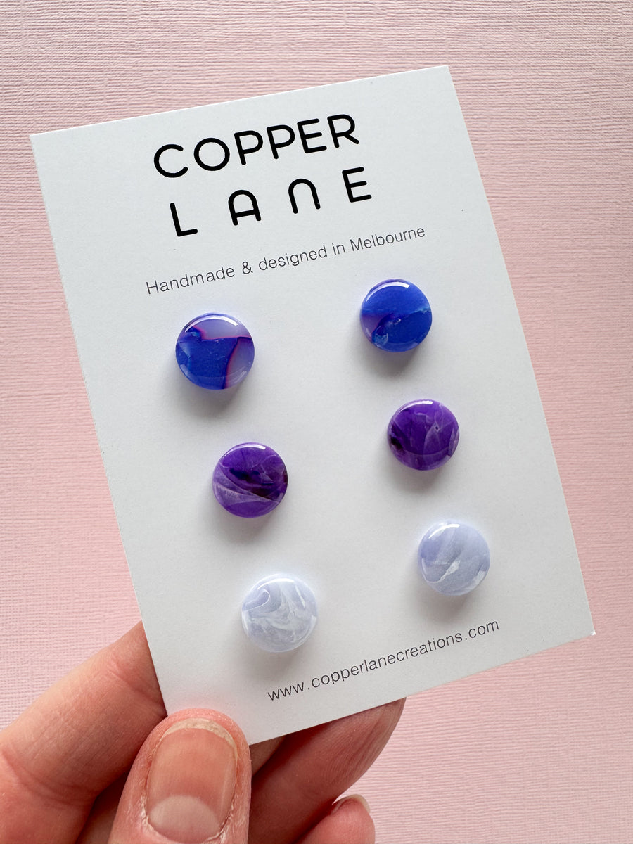 Earring Stud 3 Pack - Purple Cloud
