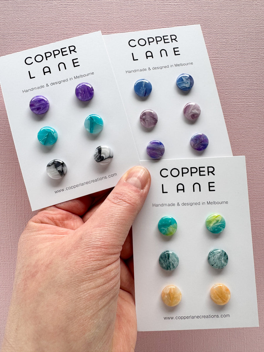 Earring Stud 3 Pack - Purple Cloud