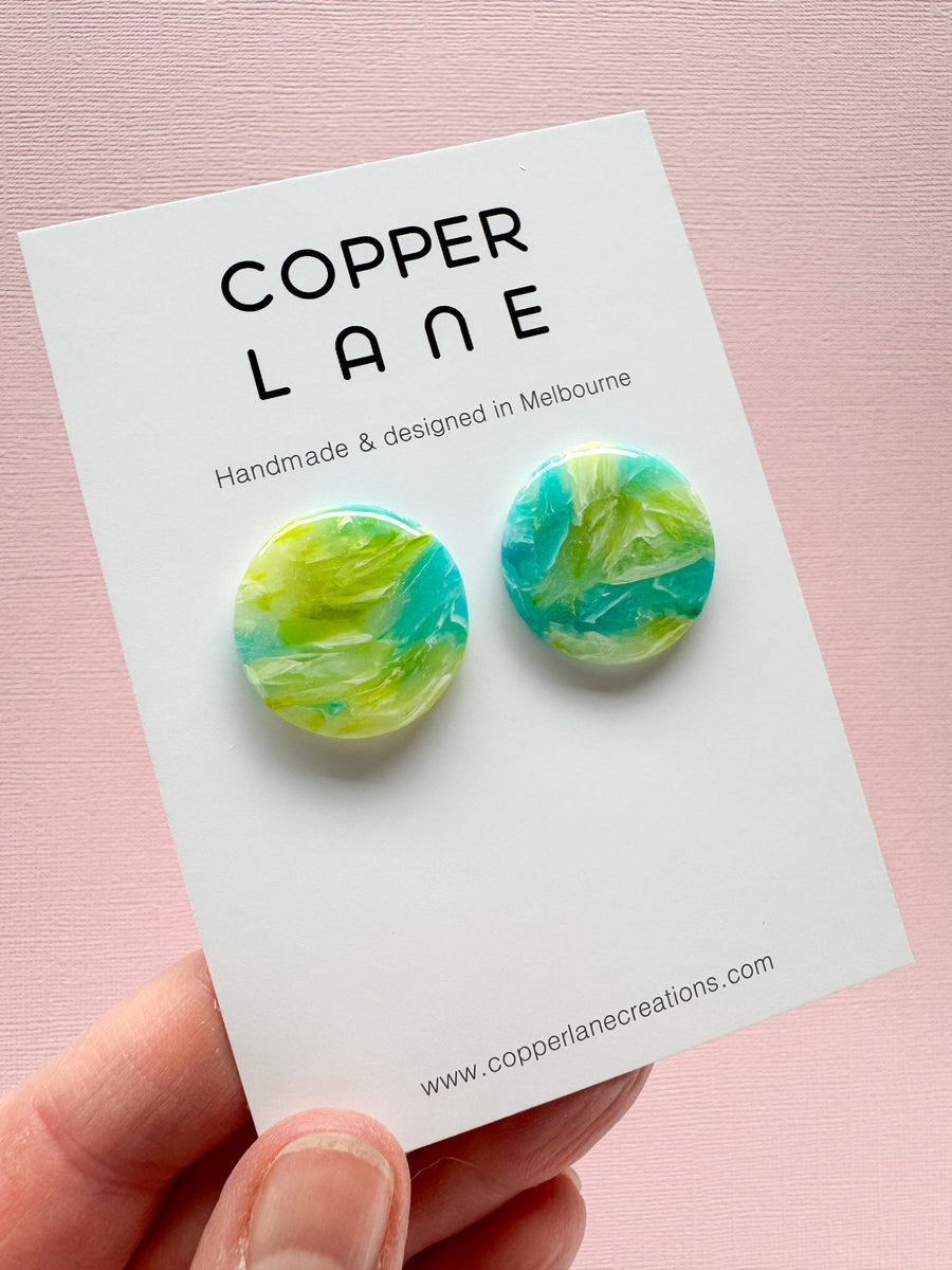 Large Round Stud Earrings - Citrus Mix