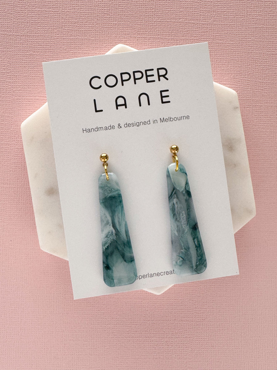 Stix Dangle Earrings - Seafoam Gold
