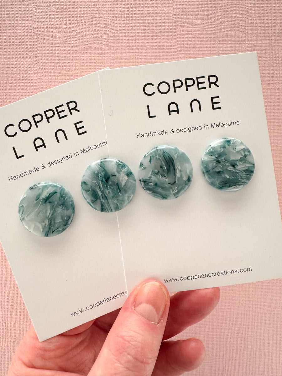 Large Round Stud Earrings - Seafoam