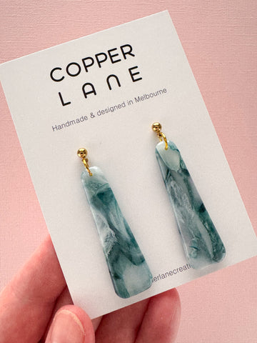 Stix Dangle Earrings - Seafoam Gold