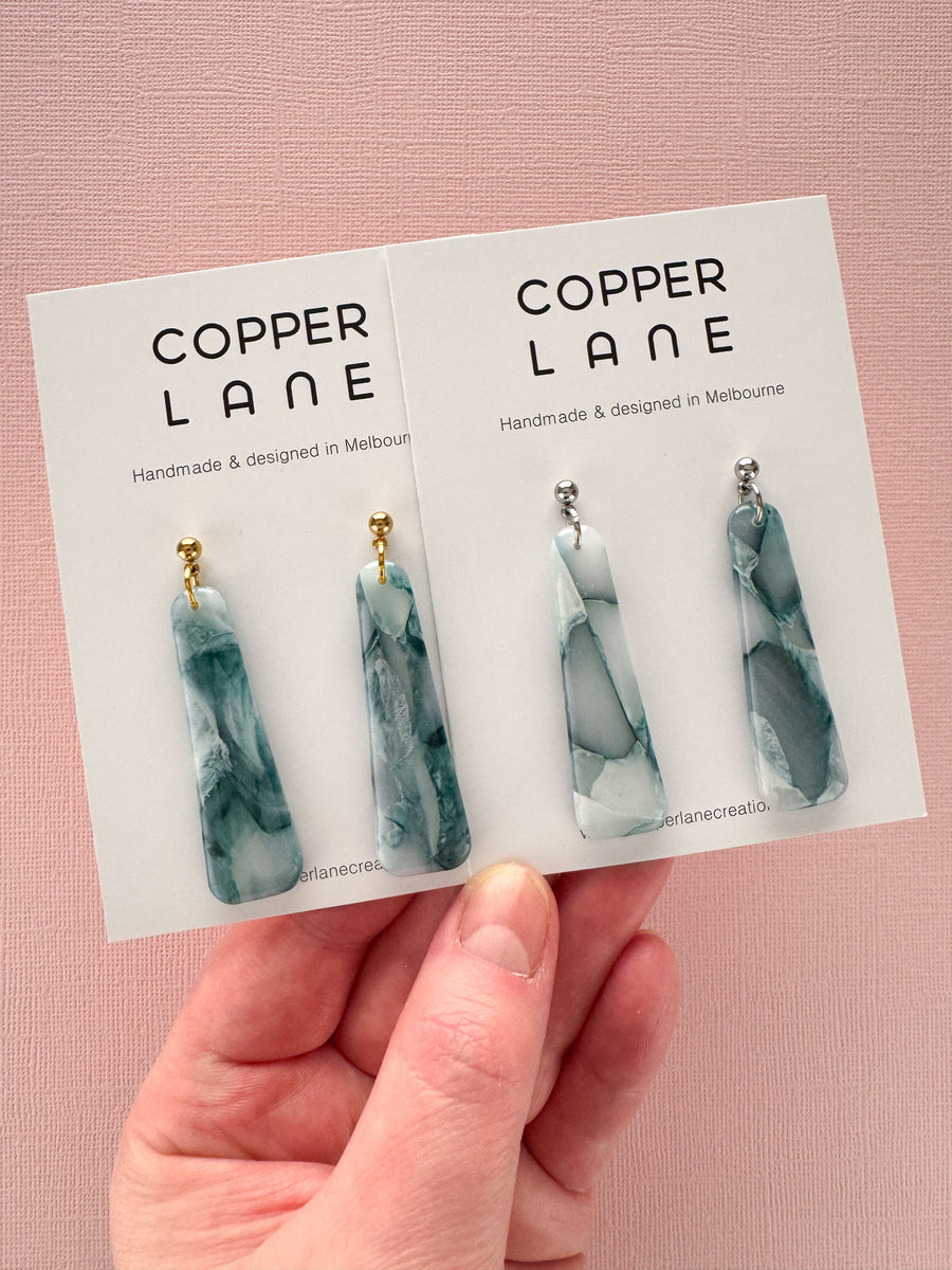 Stix Dangle Earrings - Seafoam Gold