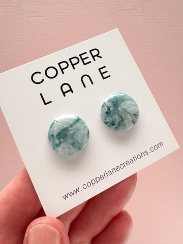 Small Round Stud Earrings - Seafoam