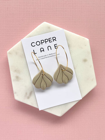 Petal Hoop Earrings - Taupe