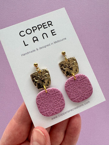Maisie Dangle Earrings - Dusty Pink Gold