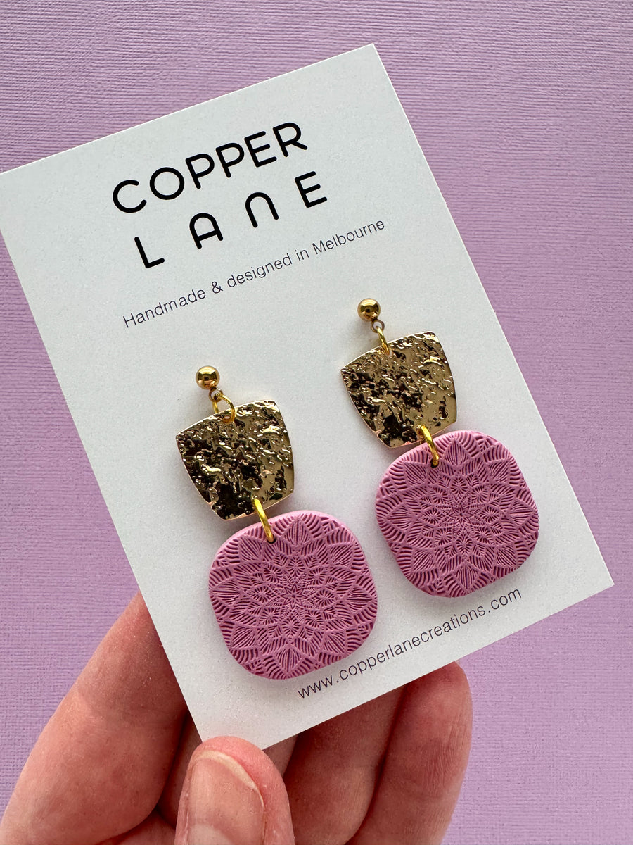 Maisie Dangle Earrings - Dusty Pink Gold