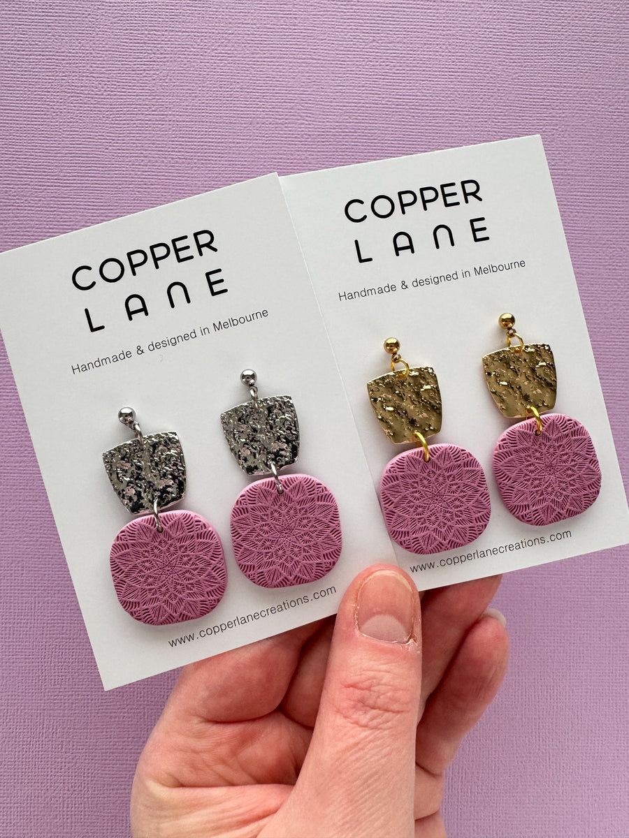 Maisie Dangle Earrings - Dusty Pink Silver