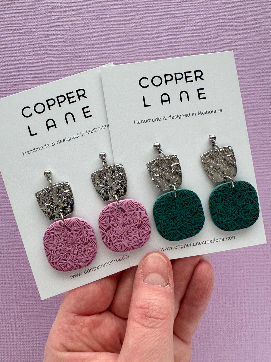 Maisie Dangle Earrings - Forest Green Silver