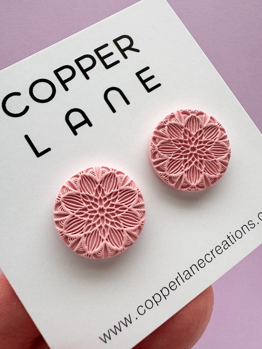 Small Round Stud Earrings - Ice Cream Pink