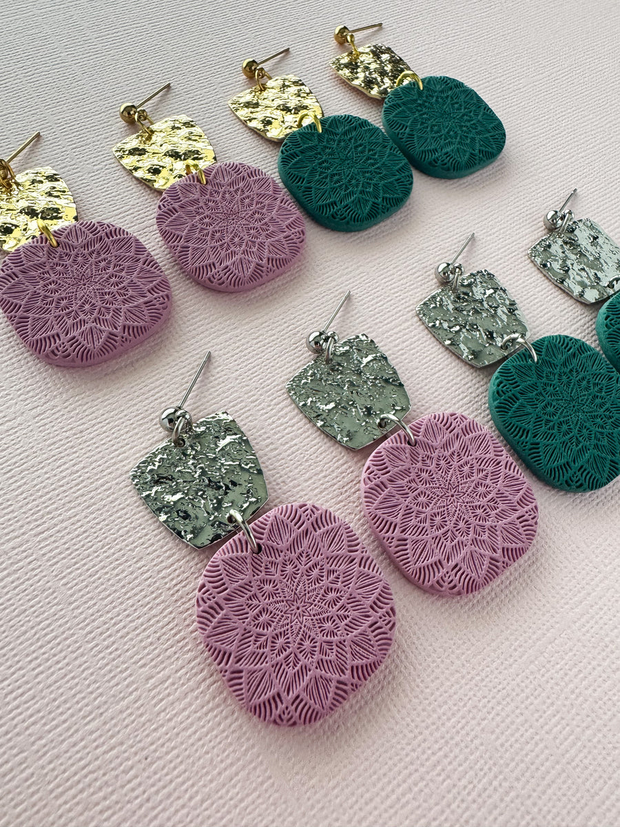 Maisie Dangle Earrings - Dusty Pink Silver