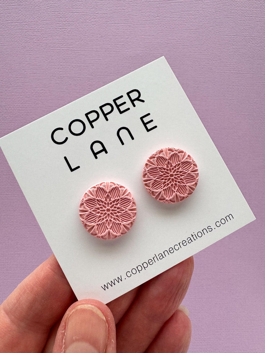 Small Round Stud Earrings - Ice Cream Pink