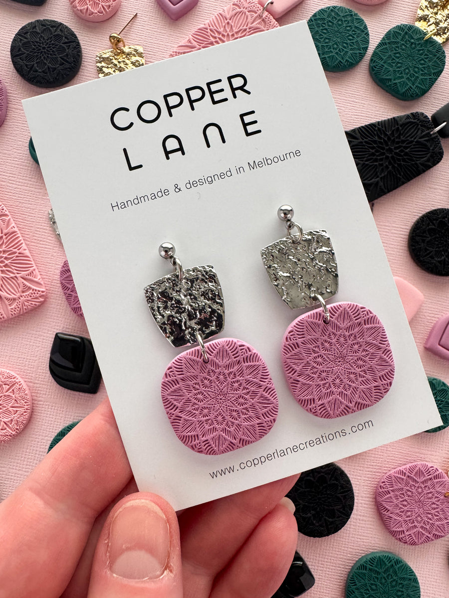 Maisie Dangle Earrings - Dusty Pink Silver