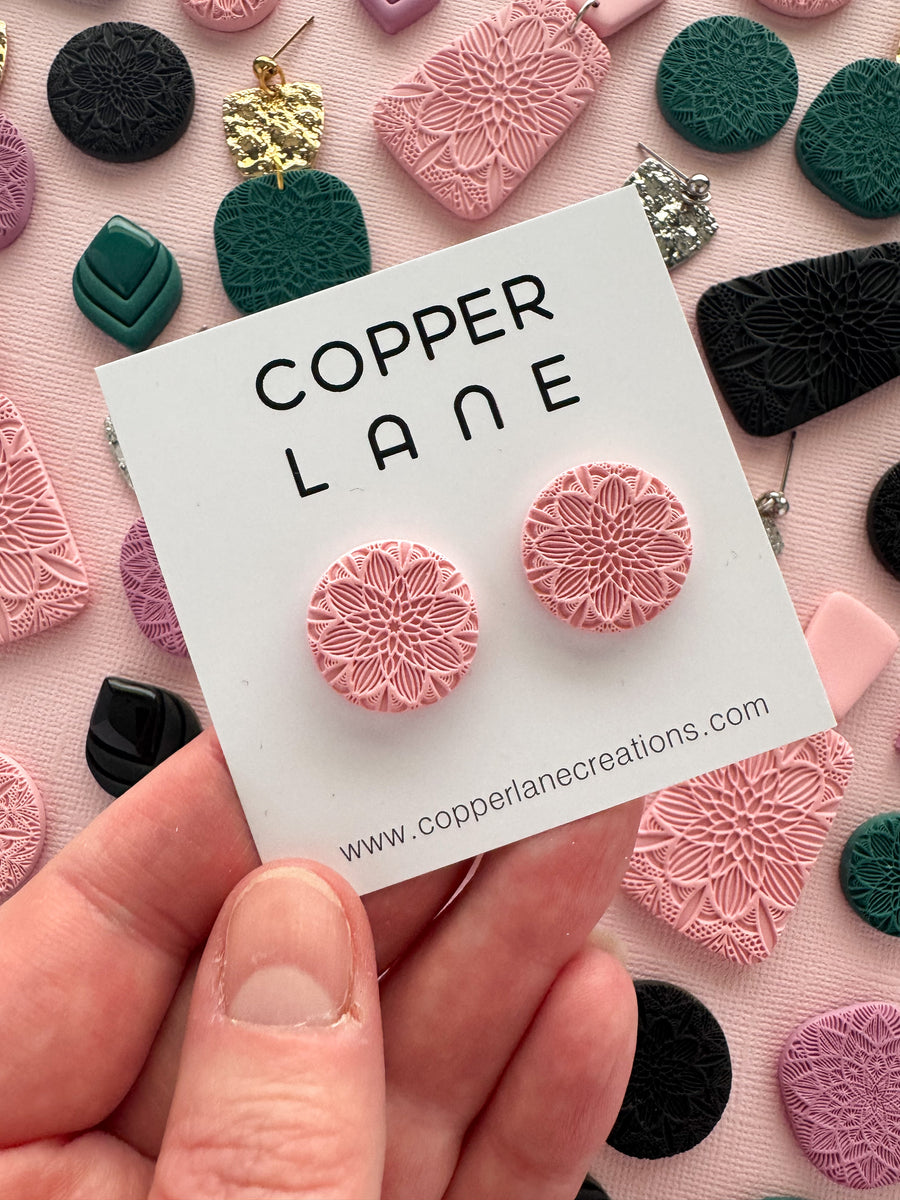 Small Round Stud Earrings - Ice Cream Pink