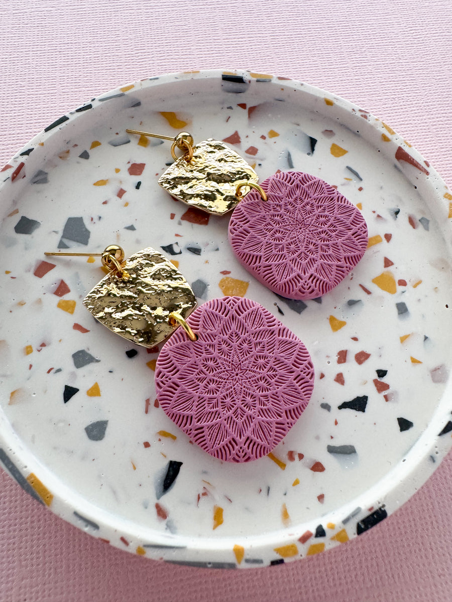 Maisie Dangle Earrings - Dusty Pink Gold